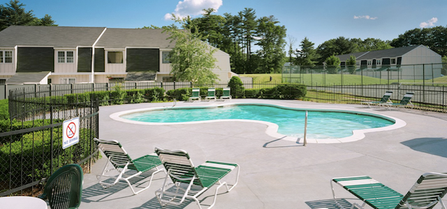 parke place village apartment pool during the summertime.