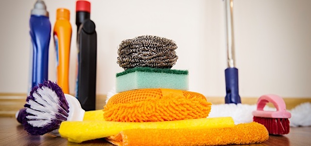 collection of cleaning supplies